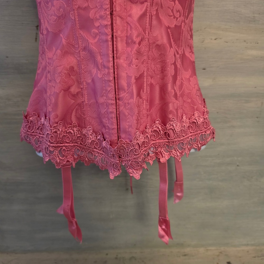 Vintage frederick's of Hollywood Pink Brocade Corset Halter Top Size 34 GC - Picture 4 of 10